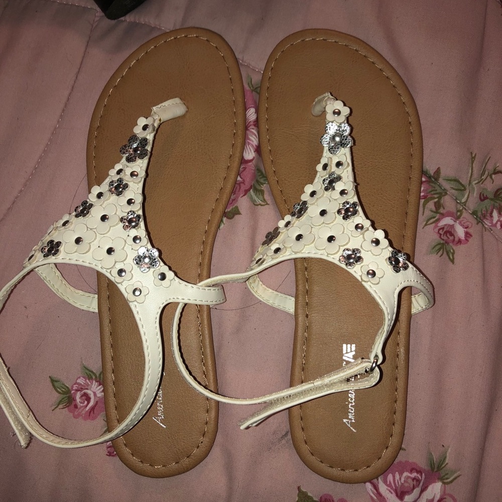 White floral sandals